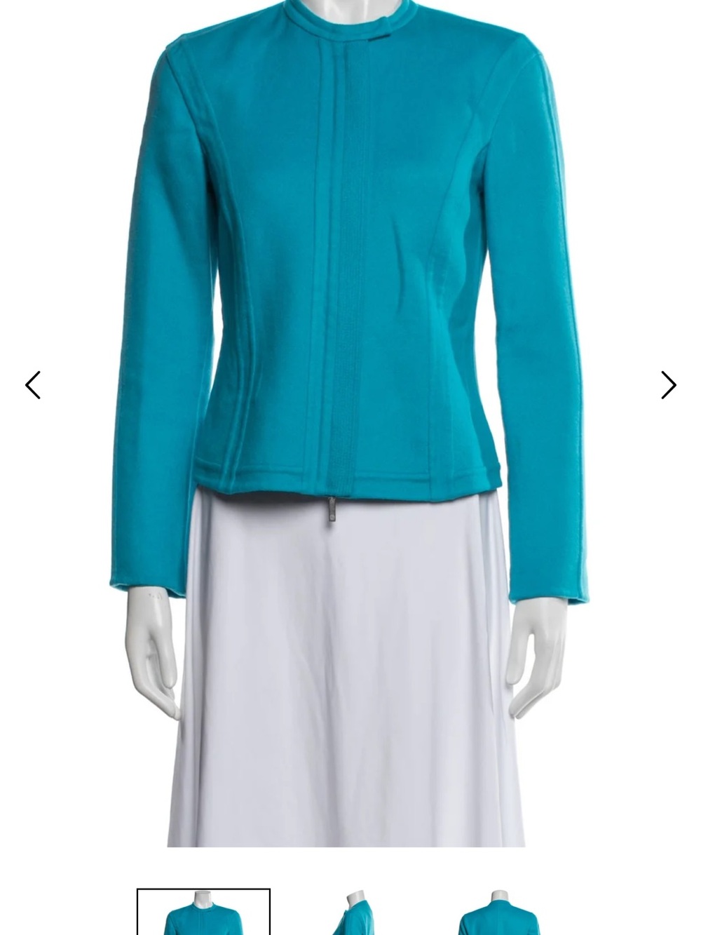Giorgio Armani Cashmere Teal Zip-Front Blazer Sz M
